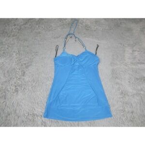 Womens Large Blue Top Tank Detailed Strap Casual